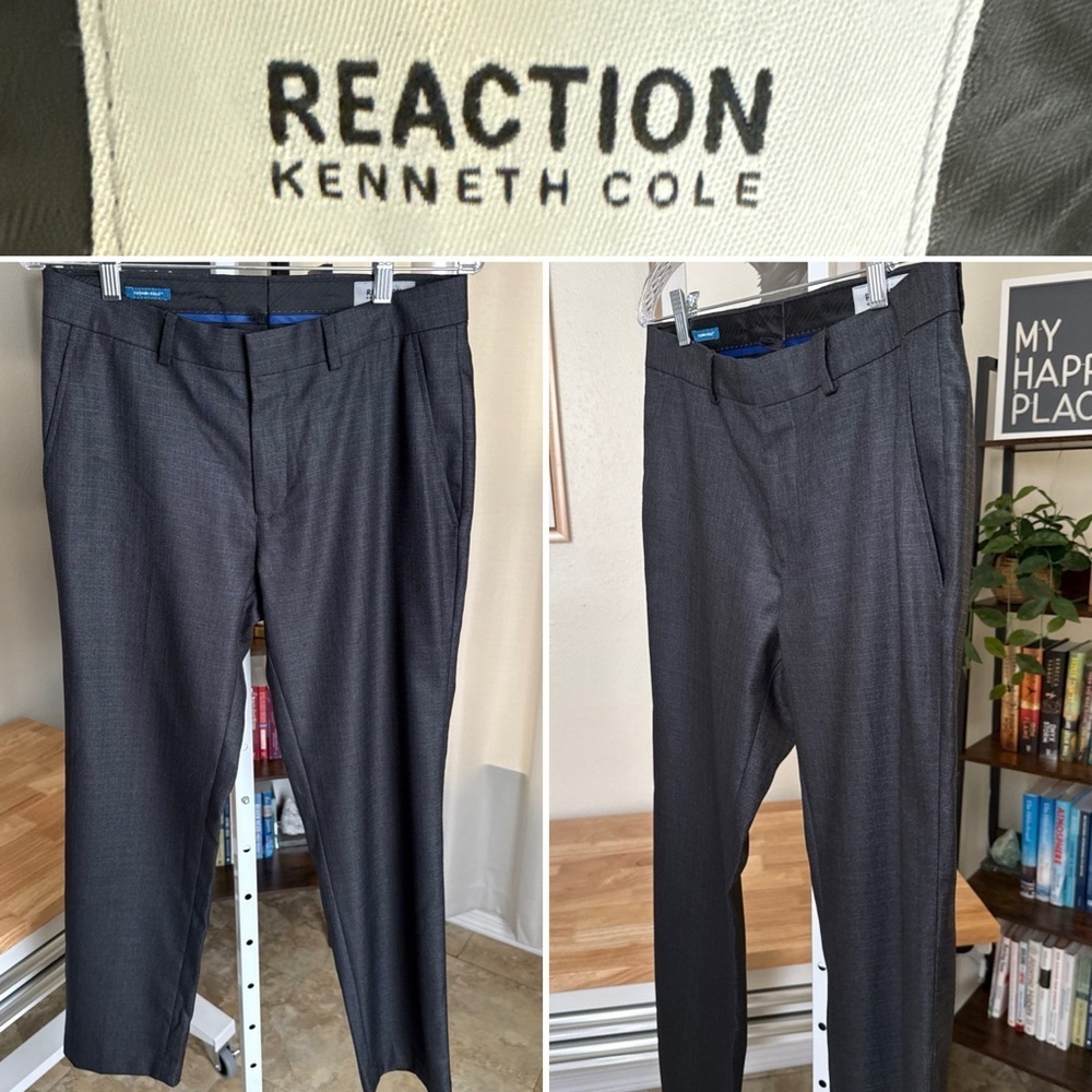 Kenneth Cole Reaction Men's Gray Techni-Cole Dress Pants Size 30x30
